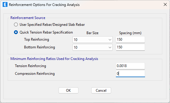 The control center: Analyze > Cracking Analysis Options